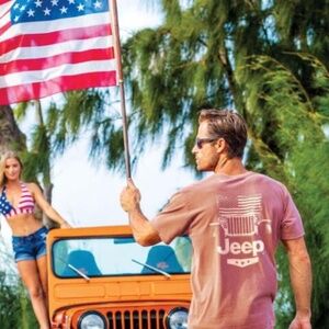 All American JEEP - Chile Dyed Short Sleeve Crewneck T-Shirt by Crazy Shirts